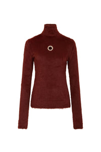 Turtleneck top in brushed knit