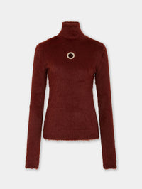 Turtleneck top in brushed knit