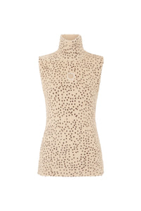 Turtleneck sleeveless top in brushed knit