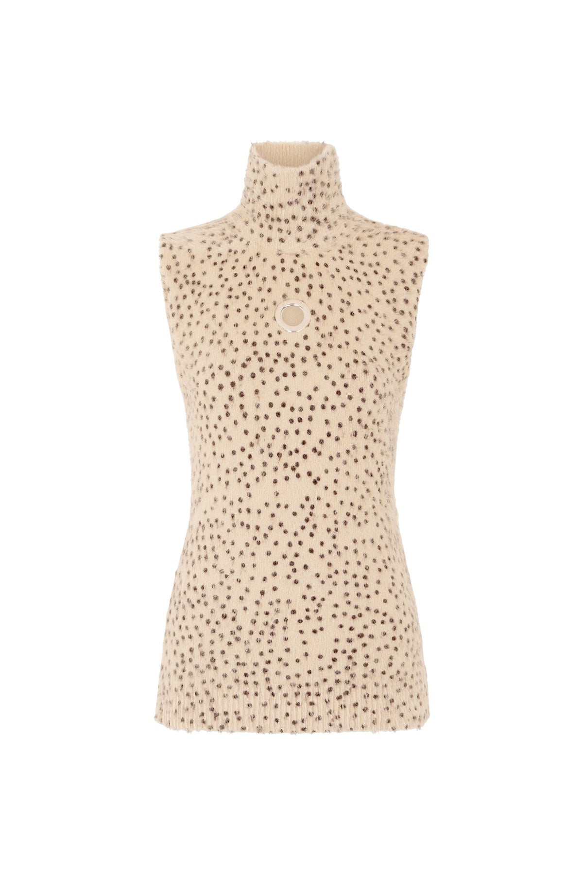 Turtleneck sleeveless top in brushed knit