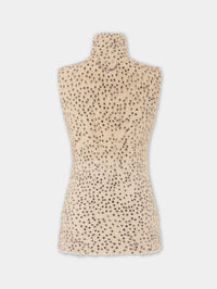 Turtleneck sleeveless top in brushed knit