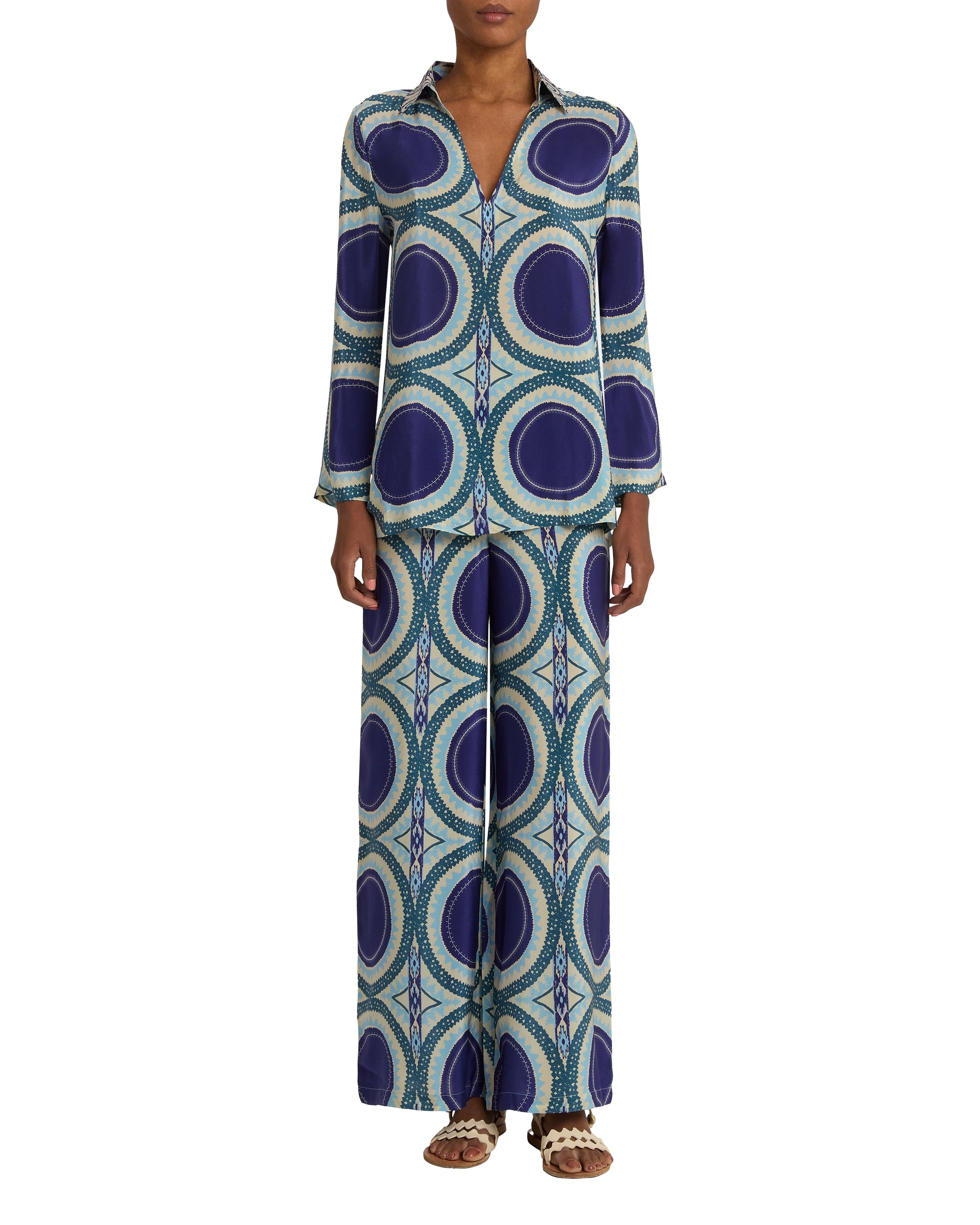 Pantalon fluide Stephan à imprimé - Blue