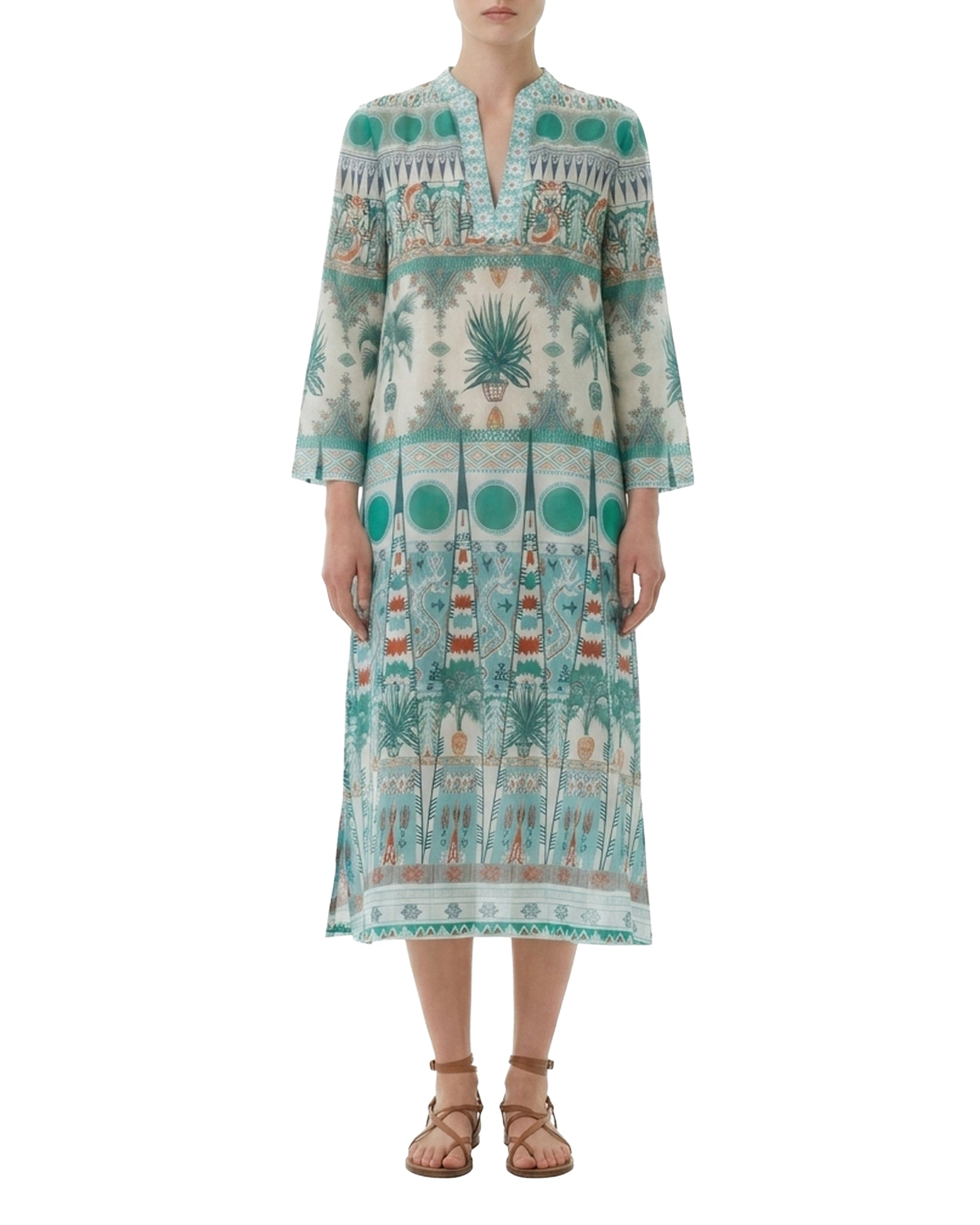 Long printed caftan - Green