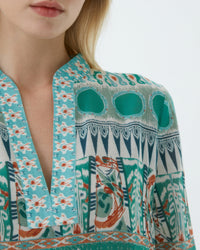 Long printed caftan - Green