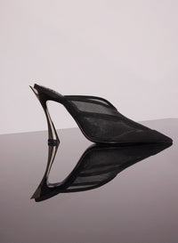 BLACK MESH FANG 95 MULES
