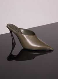 DARK BROWN LEATHER FANG 95 MULES
