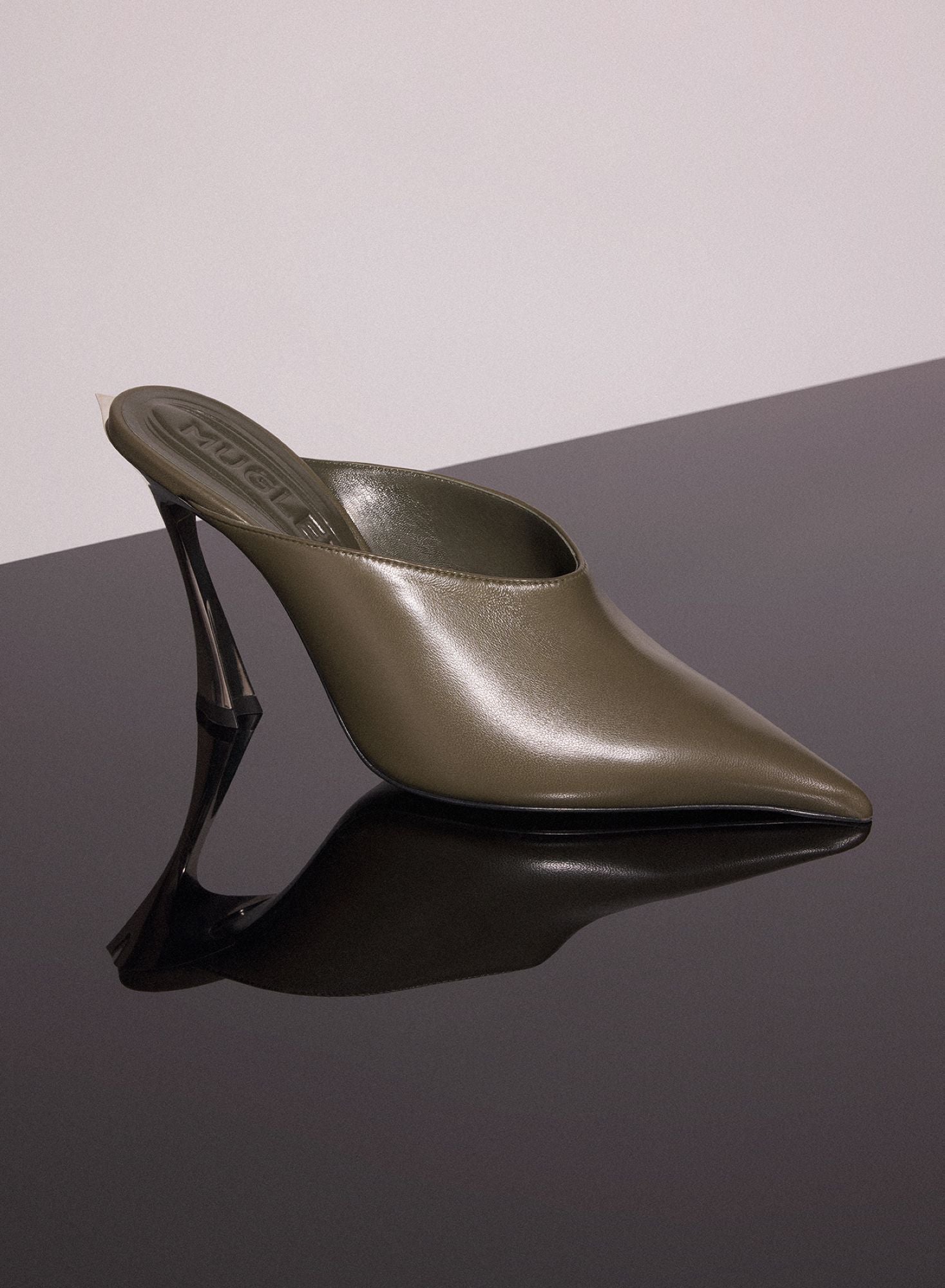 DARK BROWN LEATHER FANG 95 MULES