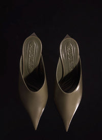 DARK BROWN LEATHER FANG 95 MULES