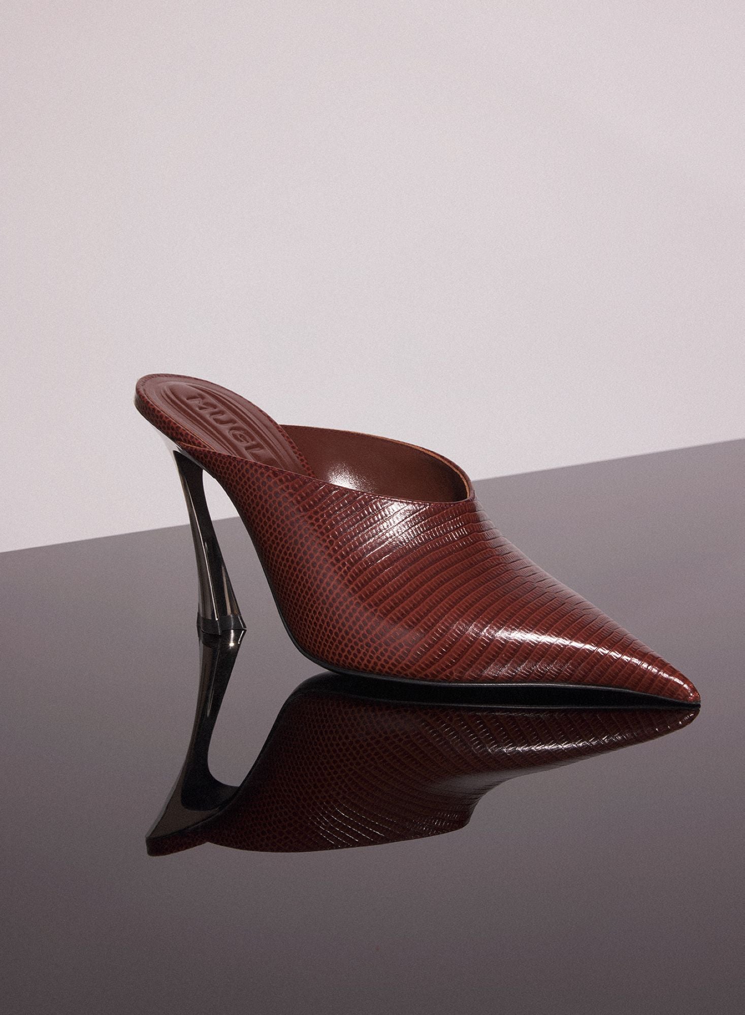 DARK BROWN LEATHER FANG 95 MULES