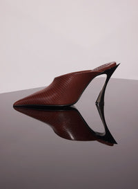 DARK BROWN LEATHER FANG 95 MULES