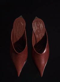 DARK BROWN LEATHER FANG 95 MULES