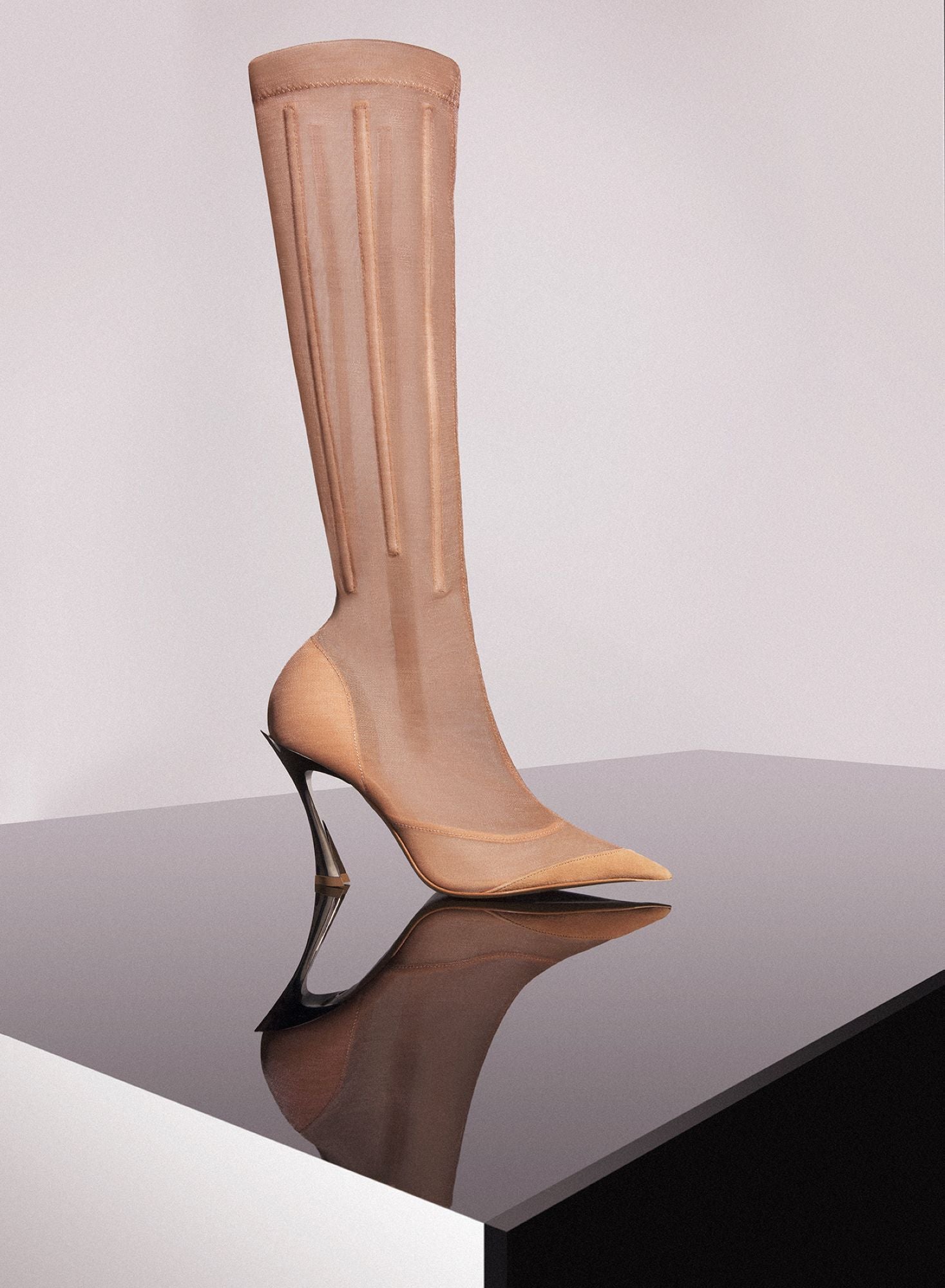 TAN BONED MESH FANG 95 BOOTS