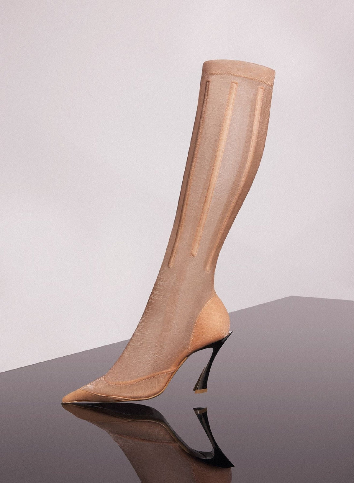 TAN // tan boned mesh fang 95 boots