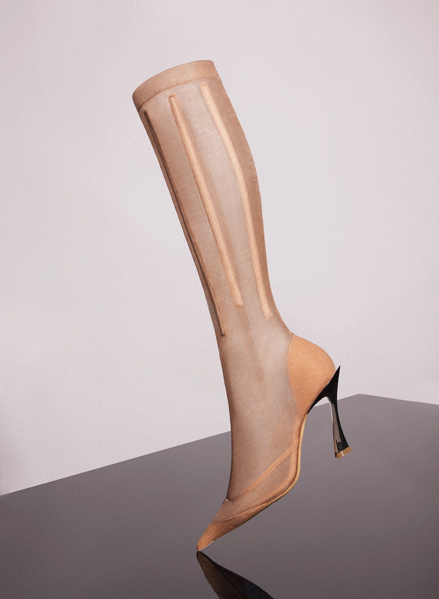 TAN BONED MESH FANG 95 BOOTS
