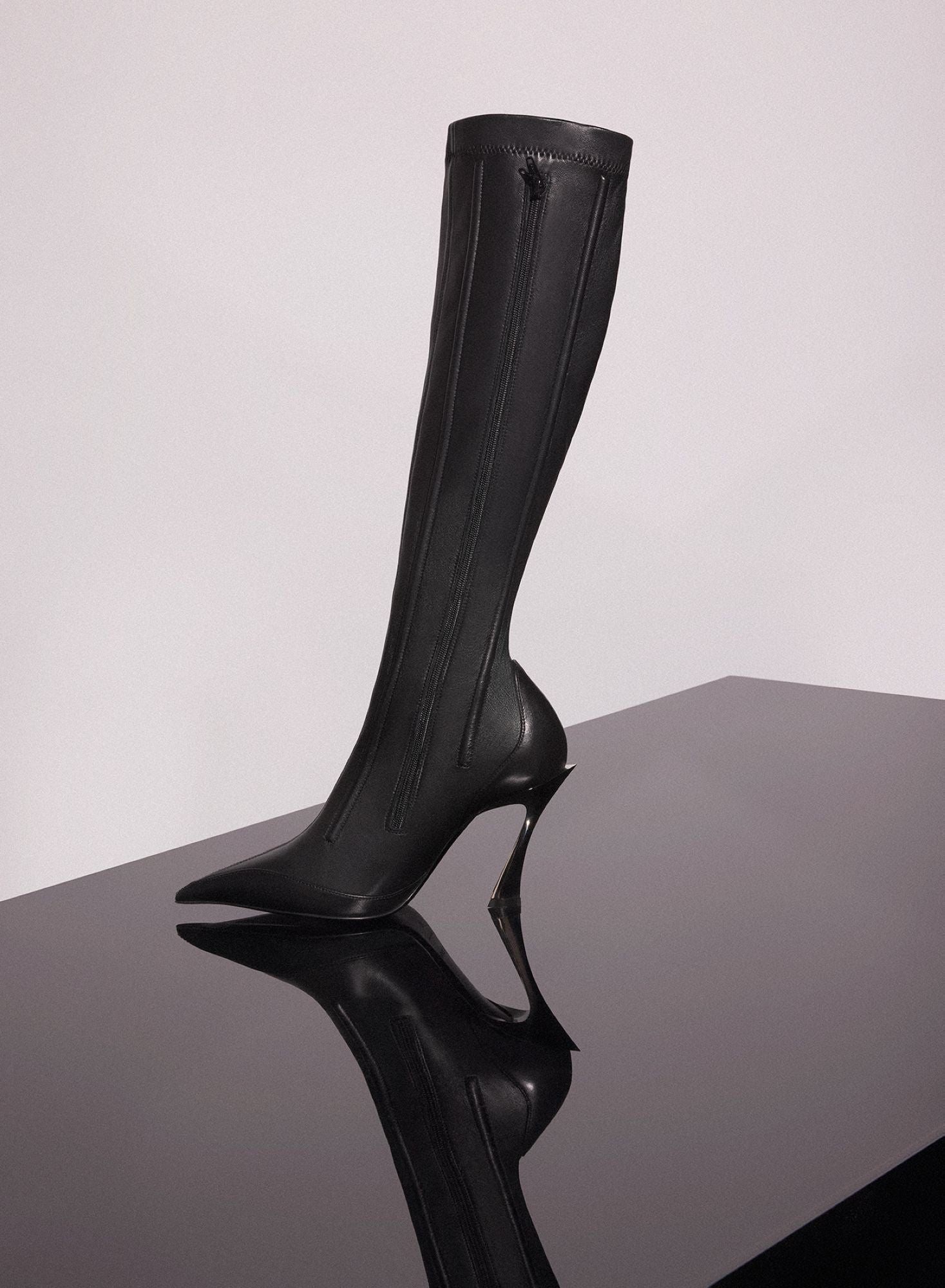 BLACK BONED LEATHER FANG 95 BOOTS