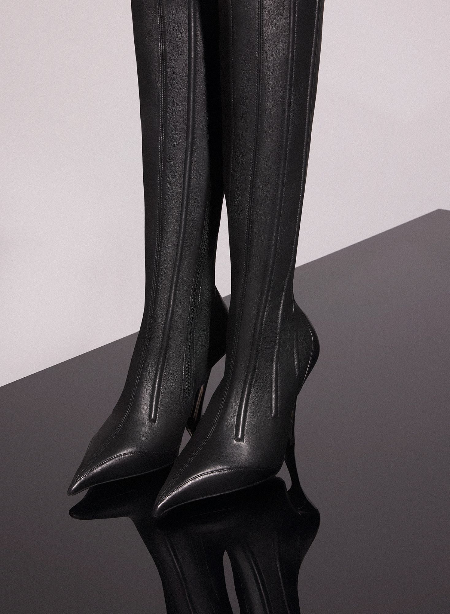 BLACK BONED LEATHER FANG 95 BOOTS