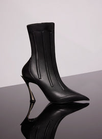 NUDE BONED LEATHER FANG 95 ANKLE BOOTS