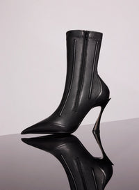 NUDE BONED LEATHER FANG 95 ANKLE BOOTS
