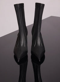 NUDE BONED LEATHER FANG 95 ANKLE BOOTS