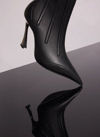 NUDE BONED LEATHER FANG 95 ANKLE BOOTS