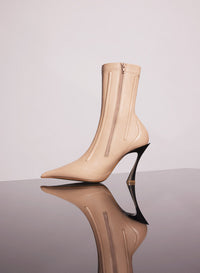 NUDE BONED LEATHER FANG 95 ANKLE BOOTS