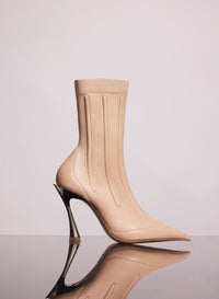 NUDE BONED LEATHER FANG 95 ANKLE BOOTS