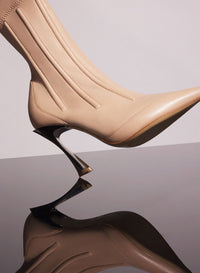 NUDE BONED LEATHER FANG 95 ANKLE BOOTS