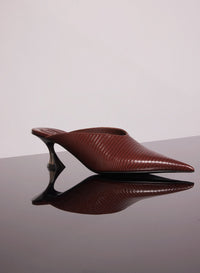DARK BROWN LEATHER FANG 55 MULES
