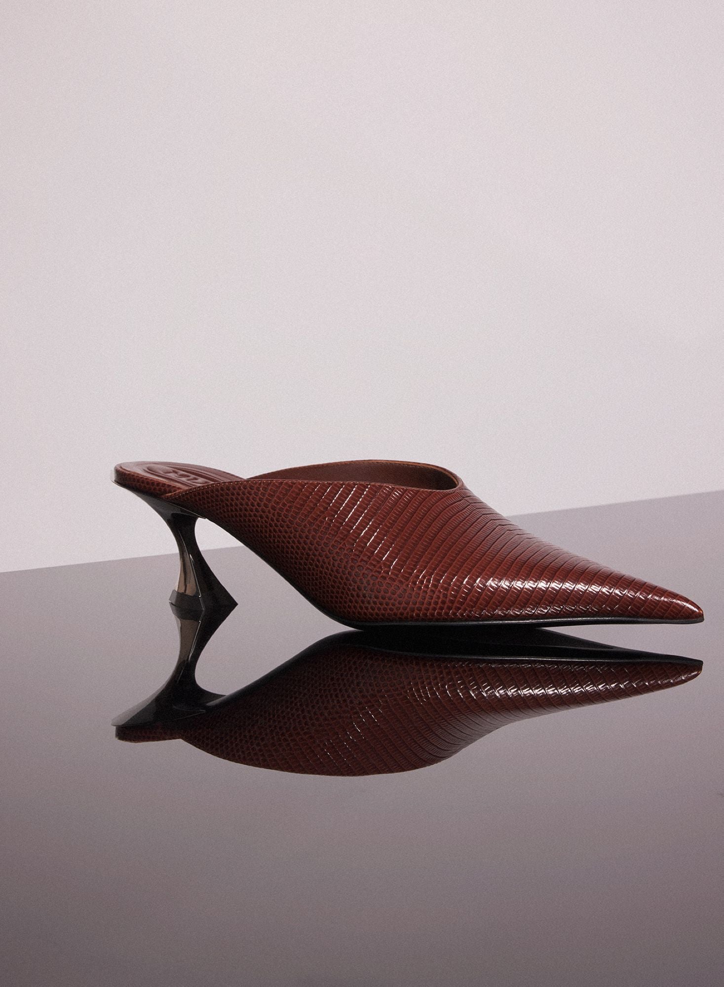 DARK BROWN LEATHER FANG 55 MULES