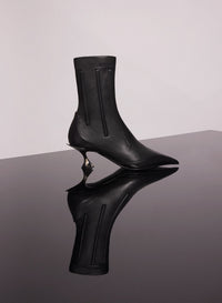 NUDE BONED LEATHER FANG 55 ANKLE BOOTS
