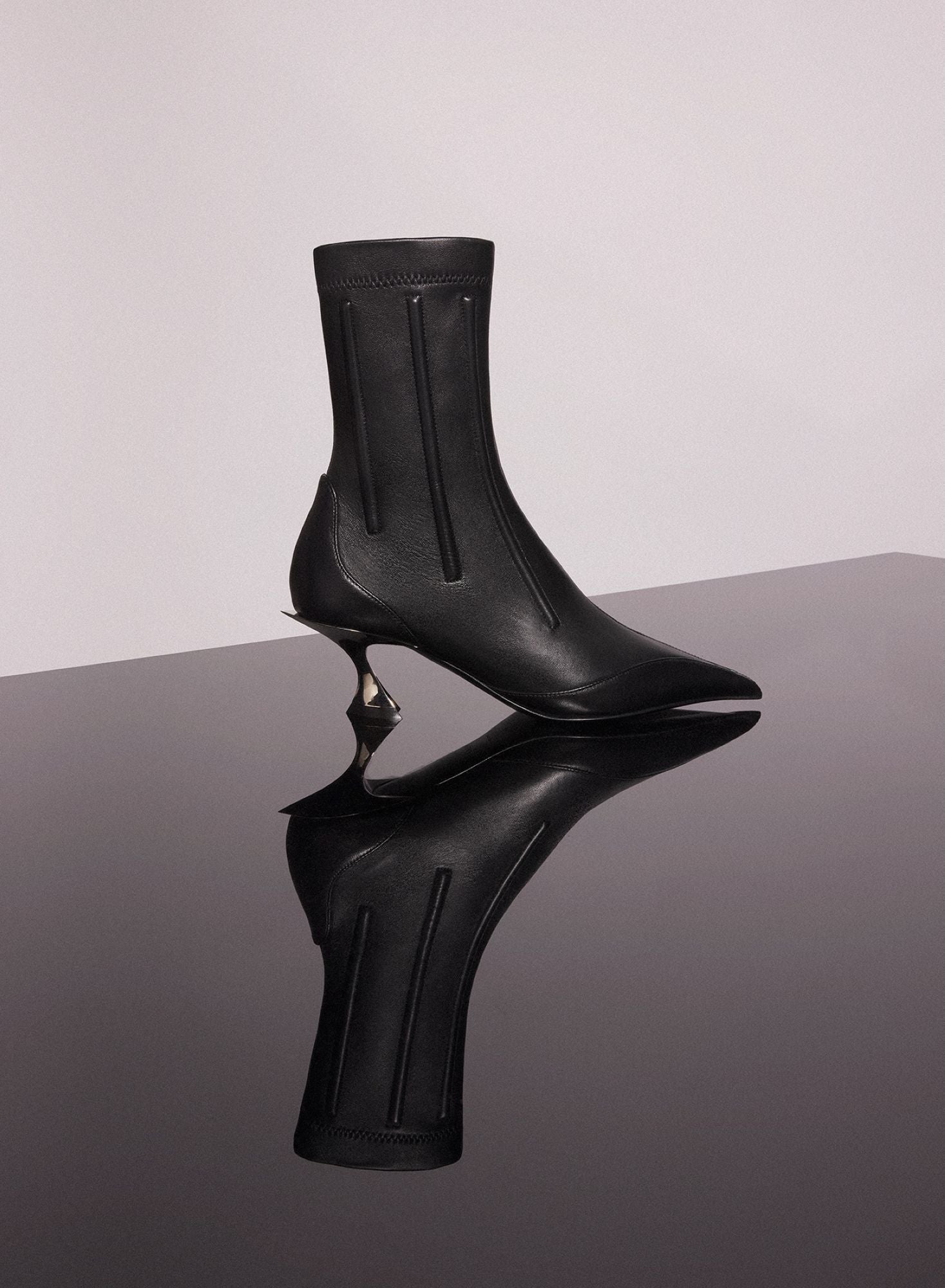 NUDE BONED LEATHER FANG 55 ANKLE BOOTS