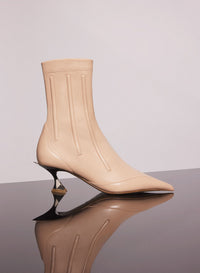 NUDE BONED LEATHER FANG 55 ANKLE BOOTS