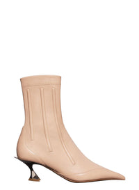 NUDE // nude boned leather fang 55 ankle boots