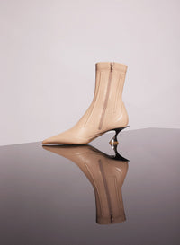 NUDE BONED LEATHER FANG 55 ANKLE BOOTS