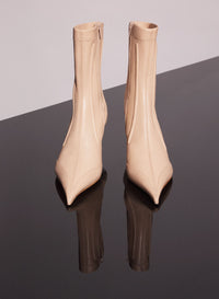 NUDE BONED LEATHER FANG 55 ANKLE BOOTS