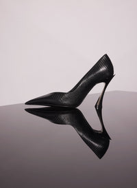 BLACK LEATHER GRAINY FANG 95 PUMP