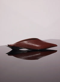CEMENT PINK LEATHER FANG FLAT MULES