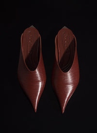 CEMENT PINK LEATHER FANG FLAT MULES