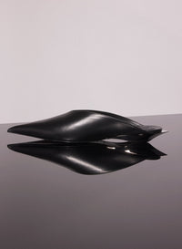 BLACK LEATHER FANG FLAT MULES
