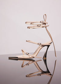 STRAPPY CEMENT PINK LEATHER FANG 95 SANDALS