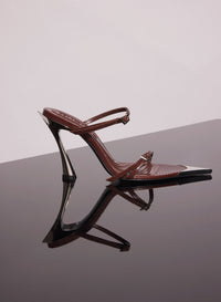 DARK BROWN LEATHER FANG 95 SANDALS
