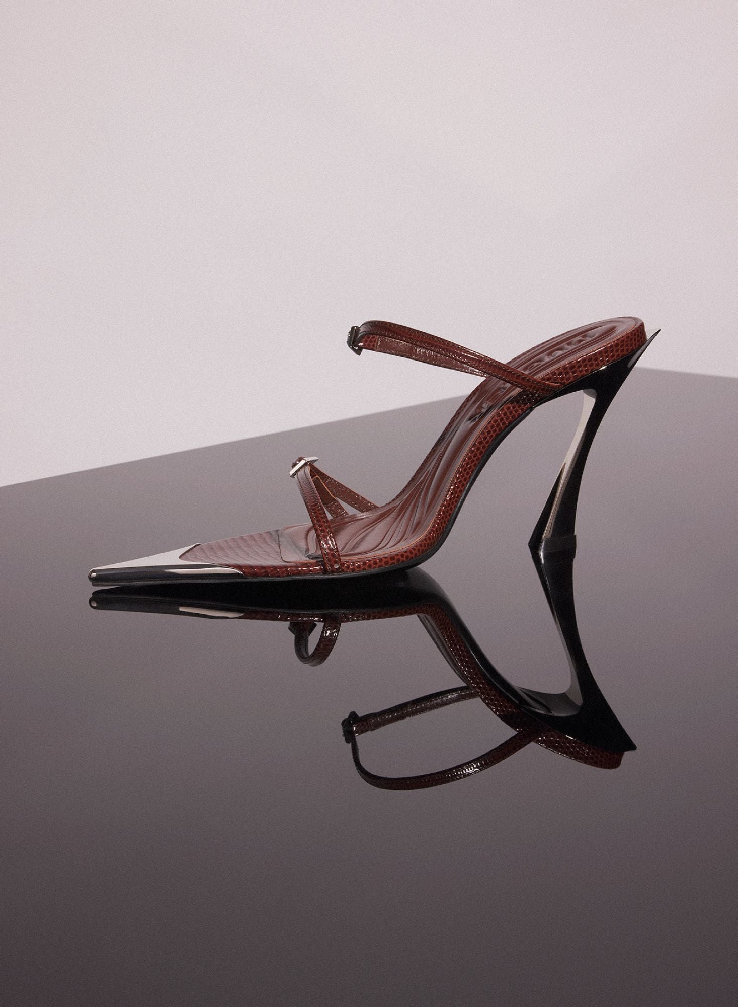 DARK BROWN LEATHER FANG 95 SANDALS