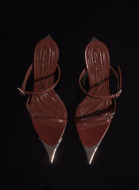 DARK BROWN LEATHER FANG 95 SANDALS