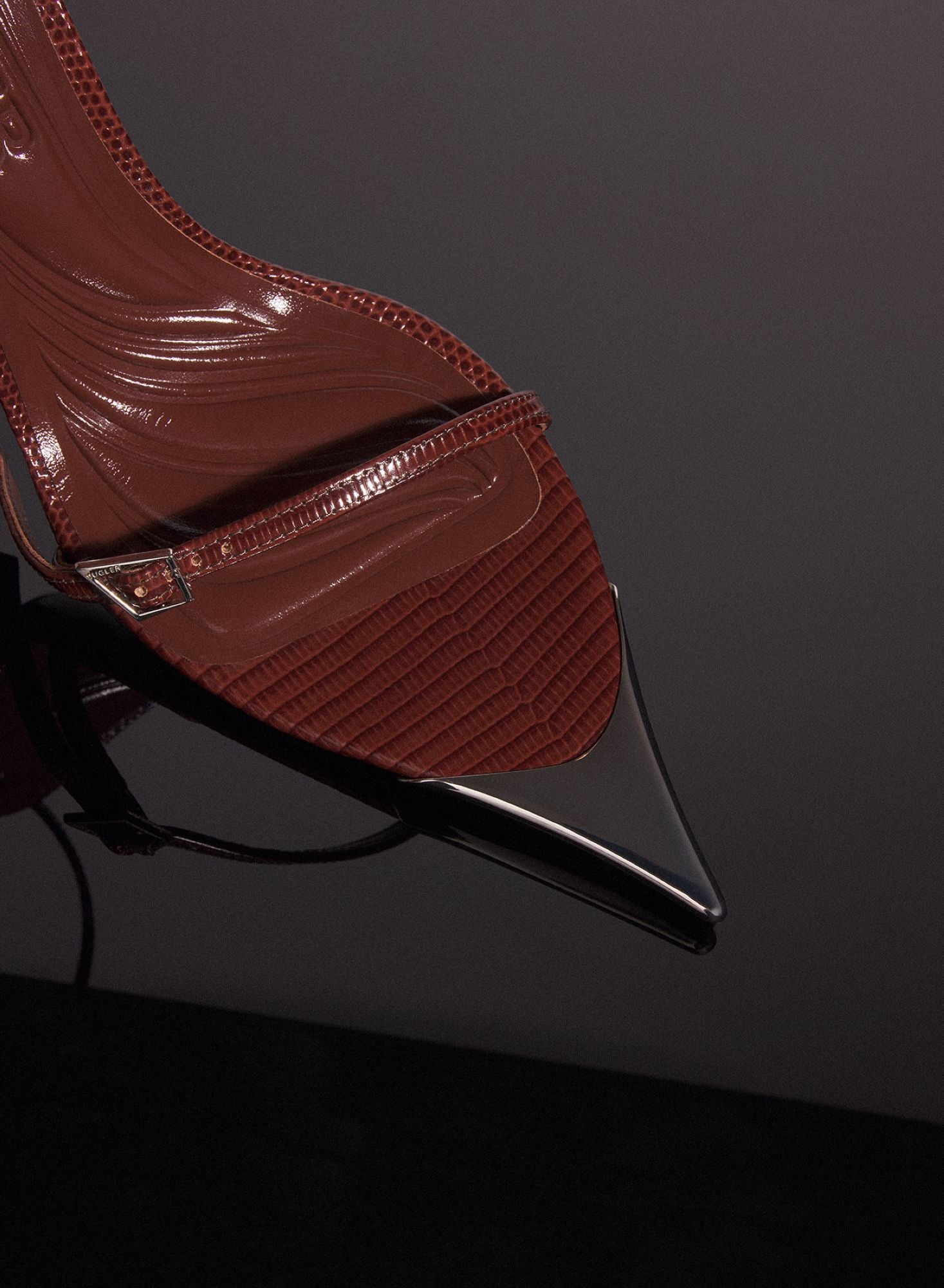 DARK BROWN LEATHER FANG 95 SANDALS