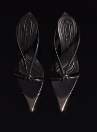 NUDE LEATHER KNOTTED FANG 95 SANDALS