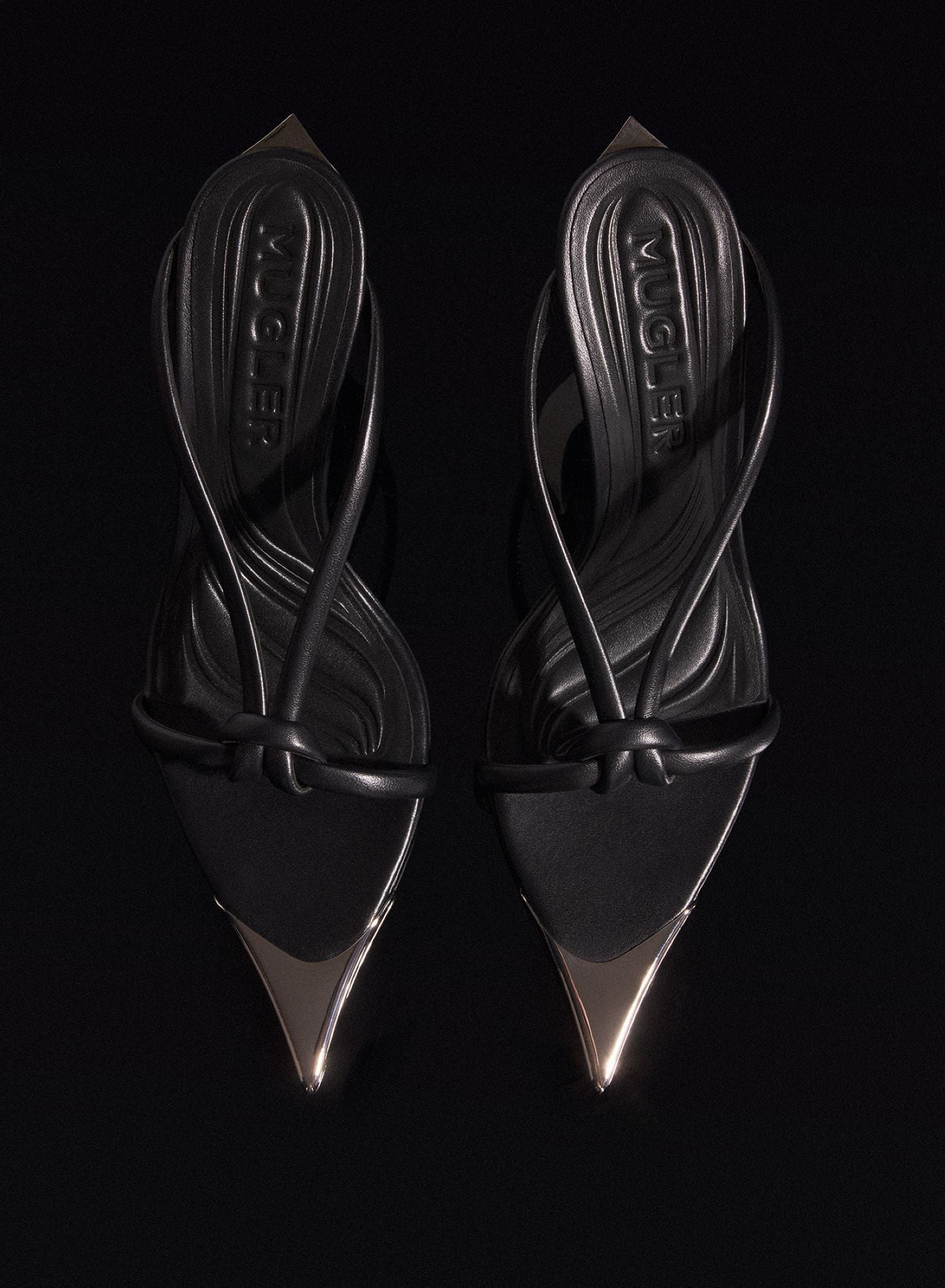 NUDE LEATHER KNOTTED FANG 95 SANDALS