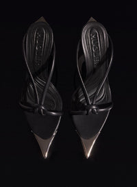 BLACK // black leather knotted fang 95 sandals