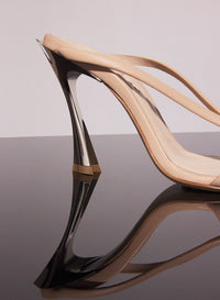 NUDE LEATHER KNOTTED FANG 95 SANDALS