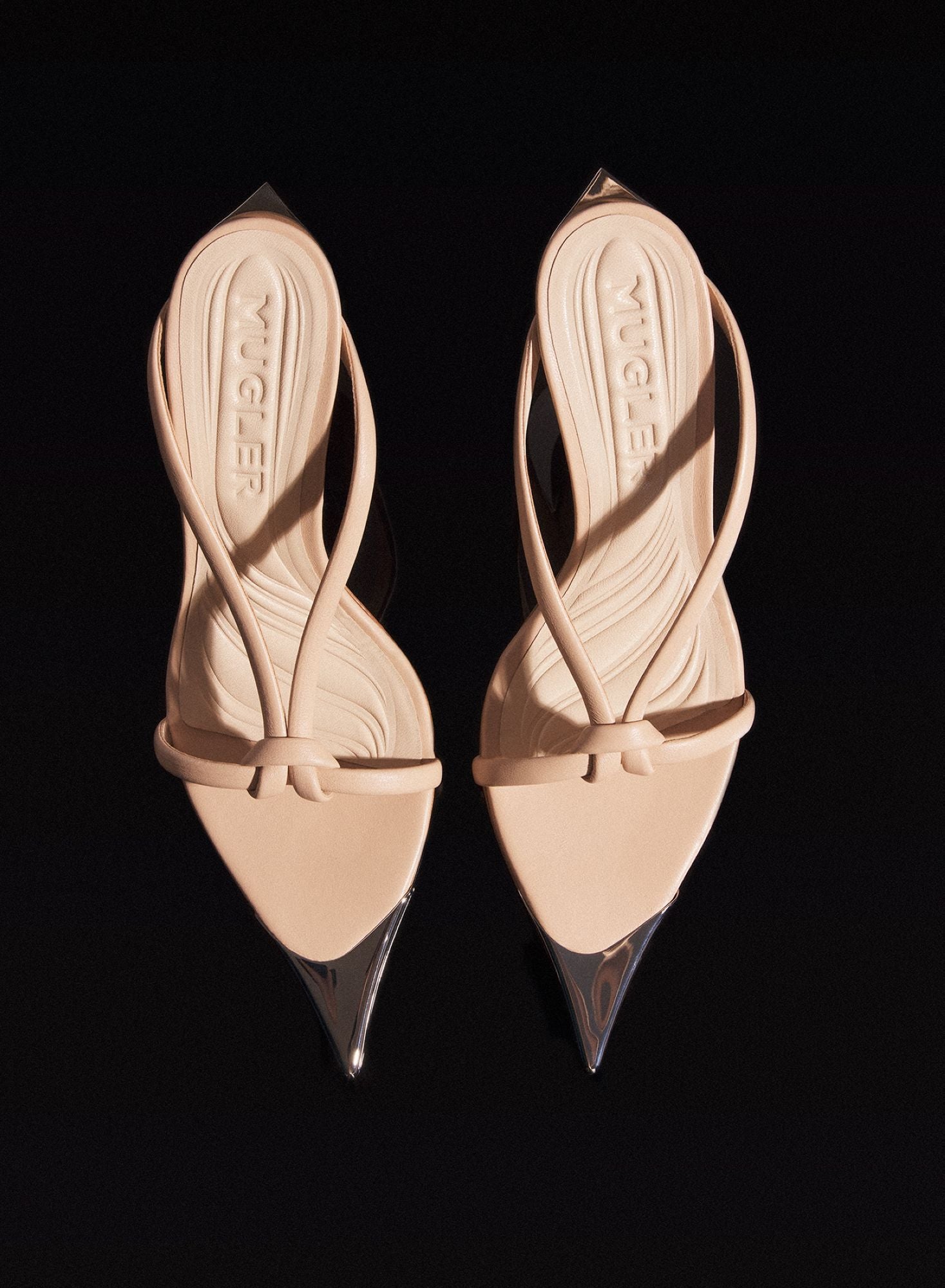 NUDE LEATHER KNOTTED FANG 95 SANDALS