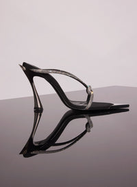 BLACK AND CRYSTAL KNOTTED FANG 95 SANDALS
